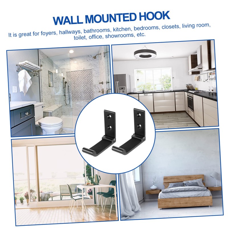 STOBAZA 2 Pack Hooks Wall Mount Hooks Foldable Towel Holder