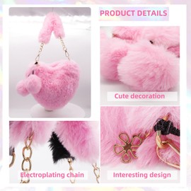 WisePoint Women's Shoulder Bag, Plush Small Shoulder Bag for Women and Girls, Cute Crossbody Shoulder Bag with Chain Strap for Dating, Party, Travel, pink