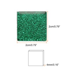 sourcing map Mosaic Tiles, Glass Tiles, Shine Crystal Mosaic Glass Pieces Bulk Square Glitter Crystal Mosaic Tiles 2 x 2cm for Home Decoration, DIY Crafts, Pack of 25(100g, Green)