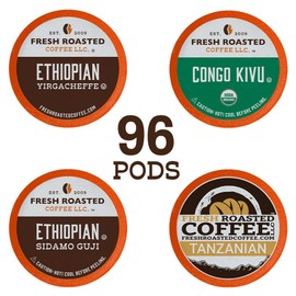 Fresh Roasted Coffee, African Variety Pack, K-Cup Compatible, 96 Pods