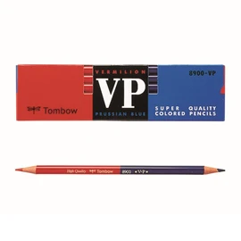 Tombow 8900-VP Red and Blue Pencils, Round Shaft, Vermilion Indigo (5:5), 1 Dozen