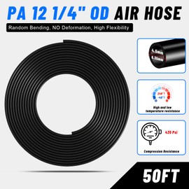 Taiidaues 1/4" Air Line Tubing Kit,1/4" OD DOT Air Line 50 FT(15 m) SAE j844 PA Nylon Air Hose Tube and Push to Connect Fitting for Air Brake System Or Fluid Transfer,15 Pcs Compressed Accessories Kit