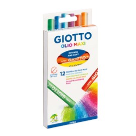 GIOTTO Olio Maxi Oil Pastel Set for Children, 12 Assorted Colours, Large Kids Artist Pastels, Ideal for Home and Schools