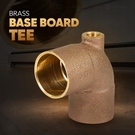 Everflow Supplies CFCT1218 Cast Brass Baseboard Tee Fitting with Solder Cup to Female Thread Connection and Solder Cup Branch, 1/2" x 1/8" x 1/2"
