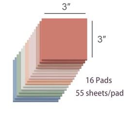 (16 Pack) Sticky Notes 3x3, Vintage Colors, Sticky Pads, Recyclable, Self-Stick Pads, Easy to Post for Home, Office, Notebook