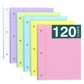 Note Pads 8 X 10.5 Loose Leaf Paper, 120Sheets, 3 Hole Punched Lined Paper, College Ruled 8 X 10.5 Notebooks, 10-1/2" X 8 Binder Writing Pads, Filler Paper For Engineering, Office, School Supplies