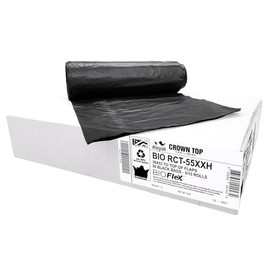 Aluf Plastics 44 Gallon Black Trash Bags (50 Count) With BioFlex Technology - 38" x 53" to the top of the flap - 1.5 MIL Tough Garbage Bags