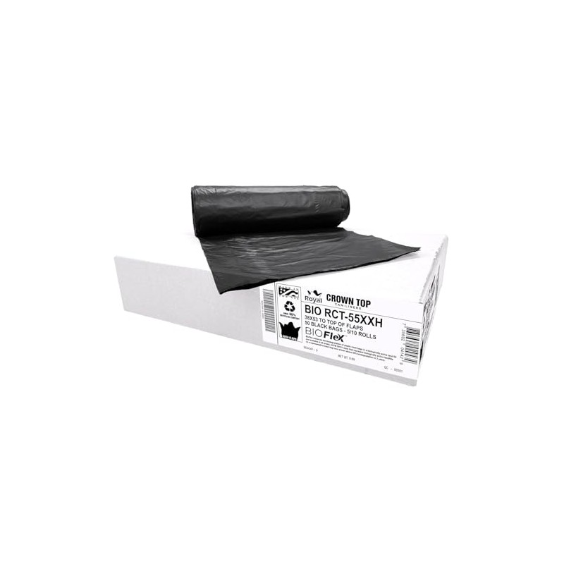 Aluf Plastics 44 Gallon Black Trash Bags (50 Count) With
