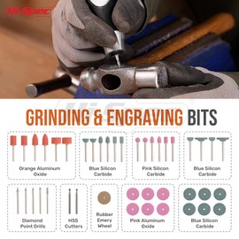 Hi-Spec Rotary Tool Accessories Set - 225 Piece Dremel Accessory, Sanding, Cutting, & Grinding Dremel Bits - Perfect Dremel Sanding Bits for Craftwork & DIY Projects