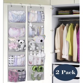 KEETDY Over the Door Organizer Storage for Closet with 5 Pockets Organizer for Bedroom Bathroom, 2 Pack