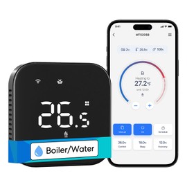 Meross Smart Thermostat Boiler WiFi Underfloor Heating Thermostat Digital Touch Screen Room Thermostat Heating & Cooling Wall Thermostat for Alexa & Google Voice & Remote Control, Black