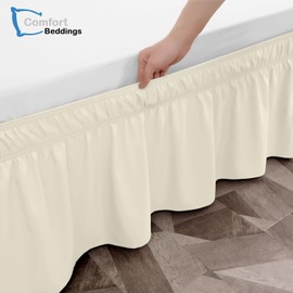 Bed Skirt Queen Size Wrap Around Style by Comfort Beddings 100% Cotton Blend Fabric, Premium Tailored Fit 1pc Bedskirt Queen Size 18" Drop Length Ivory Solid