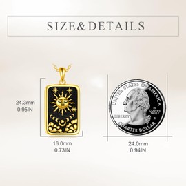 YFN Tarot Cards Necklace Sterling Silver Vintage Tarot Jewelry Good Luck Amulet Pendants for Women (gold)