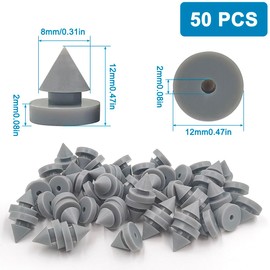 AYWFEY 50 Pcs Rubber Door Silencer, 1/2 Inch Diameter Anti Collision Silencer for Door Frame, Door Slam Preventer, Metal Door Slam Silencer Hinge Outlet Door Silencers, for Metal Door Frame, Gray