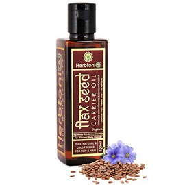 HerbtoniQ Organic Flaxseed (Linum usitatissimum) Cold Pressed Carrier Oil for Moisturizing, Healing, Dry Skin, Nail, Hair Care (100ml, 3.38 fl oz)