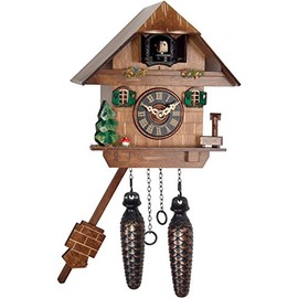 Alexander Taron Importer 417Q Engstler Battery-Operated Cuckoo Clock-Full Size-7.25" H x 7.5" W x 5.5" D, Brown