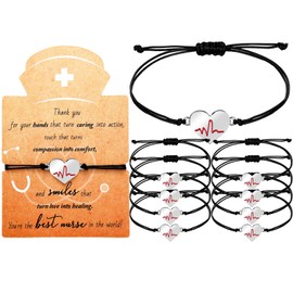 Woanger 50 Sets Nurse gifts Bracelet bulk Heart Stethoscope Appreciation Gifts with Blessing Card for Birthday Nurse Day Graduation(Stylish)