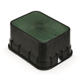 Rain Bird CPVBJMB Professional Series 12" Jumbo Rectangular Sprinkler Valve Box, Black with Green Lid, 12" High