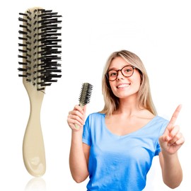 AMZ Medical Supply Cepillo de pelo de plástico de 18,4 cm. Paquete de 12 cepillos de pelo para adultos con cerdas de nailon con diseño ergonómico, cerdas largas para todo tipo de cabello