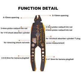 HOPLEX RC Shock Absorber Pliers Aluminum Alloy 4 in 1 RC Crawler Multifunction Pliers Tool RC Rod Ends Disassemble Tool for Traxxas HSP Car Black Gold