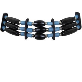 outROAR Gear American Indian Style Bone Choker Necklace, 3 Row Black Buffalo Bone Hairpipe and Blue Bead Unisex Adjustable Choker