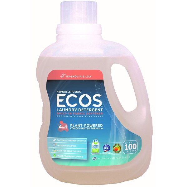 ECOS® Hypoallergenic Laundry Detergent, Magnolia & Lily, 100 loads, 100oz, Bottle by Earth Friendly Products