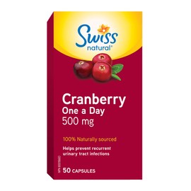 Swiss Natural Swiss Natural C Cranberry Capsule 500mg | Prevents Urinary Tract Infections | Non-GMO, Gluten Free | No Artificial Flavors, or Preservatives | 50 Count
