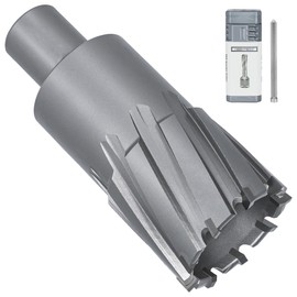 KEENTECH Carbide-Tipped Annular Cutter, 1" Diameter x 2" Depth, 3/4" Weldon Shank (2 Flat), High Speed Cutting TCT Mag Drill Bit with Pilot Pin for Harder Material, Stainless Steel, Cast Iron