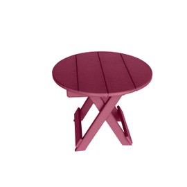 Phat Tommy Round Outdoor Patio Side Table - Poly Folding Side Table - 22" Diameter Side Table for Your Adirondack Chairs (Dark Red)