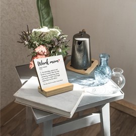 HONLUNG Work Mom Gifts Work Mom Definition Wood Sign Desk Decor Gifts For Busy Working Moms Gifts For Christmas Birthday Mothers Day
