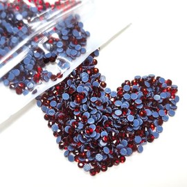 qiipii 4320pcs SS6 Red Hotfix Rhinestones 2mm Flatback Hot Fix K9 Glass Round Siam Red Rhinestones Stones Gems Ruby Red Crystals Diamonds for Crafts Crafting Fabric Clothes Shoes Bag DIY Decoration