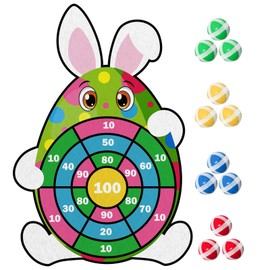 YQUQWN Easter Dart Board Game Set, 30" Bunny Dart Board with 12 Sticky Balls, Basket Stuffers, Easter Eggs Filled Gifts for Boys Girls, Outdoor Indoor Kids Toys Easter Supplies Decorations