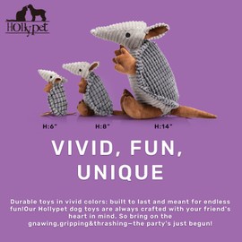 Hollypet Fluffy Dog Toys - Squeaky Plush Dog Toys for All Breeds, Stuffed Toys for Small Medium Large Dogs, Cute Animal-Big Armadillo Toys, Puppy Chew Toy with Clean Teeth| Dark Gray Large