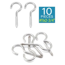 10 Pcs 2-3/4 Inch Eye Hooks Screw in Heavy Duty, Stainless Steel 304#11 Eye Bolts Screw, Anti-Rust Self Tapping Eye Lag Screws Eyelet Screw for Wood, Securing Cables Wires | by IMSCREWS