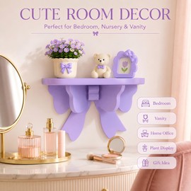 Purple Kawaii Room Decor Floating Shelf, with Mounting Kit 50Cute Stickers