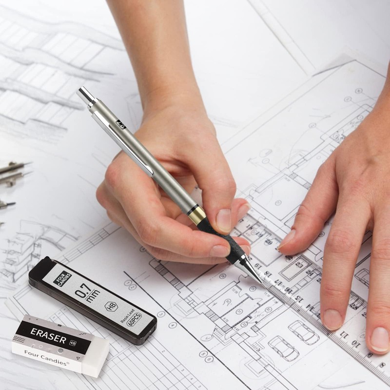 Four Candies 3 Piece Metal Mechanical Pencil Set 0.5, 0.7,