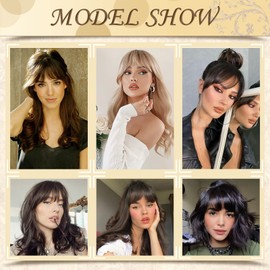 Sofeiyan Pony Clip-In 100% Remy Real Hair Fringe Bangs Human Hair Clip in Pony Fringe Extensions Natural Bangs with Temple Hairpieces Real Hair Extensions for Women