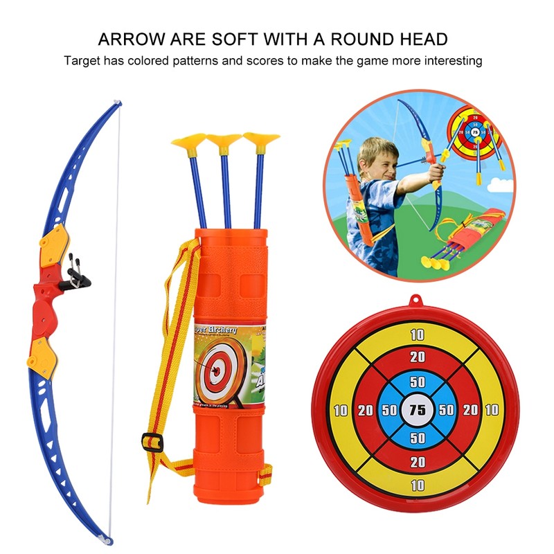 Children Toy Archery Set Plastic Bow Soft Arrows with Score