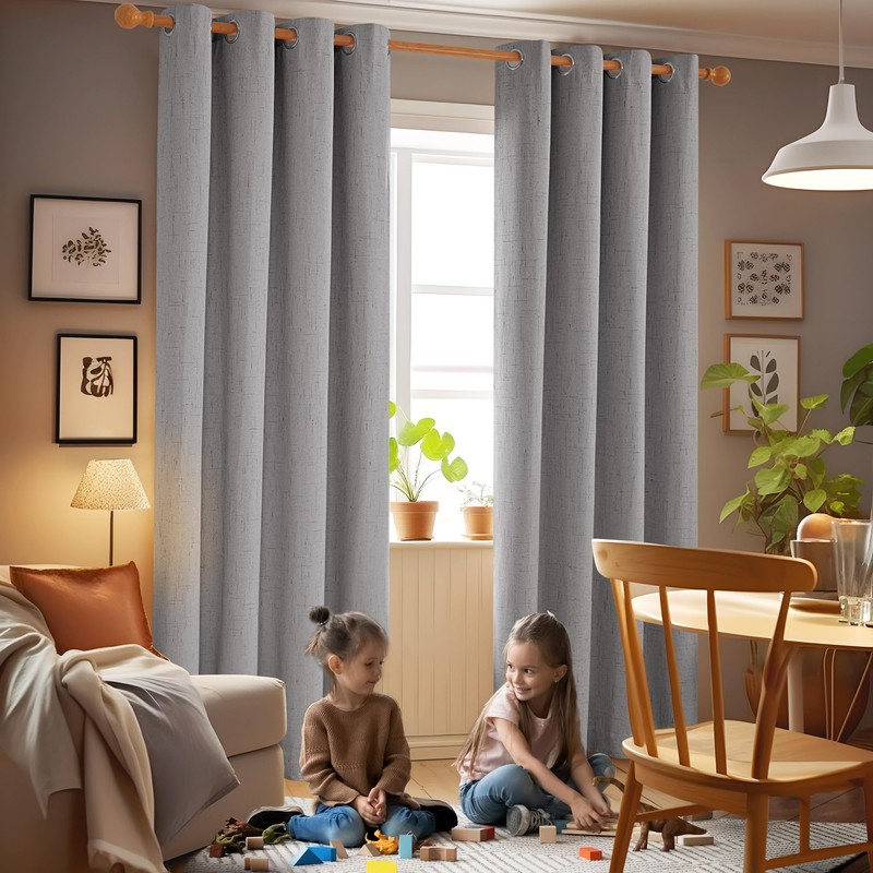 Deconovo 100% Blackout Curtains for Living Room, Double-Side Room Darkening