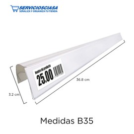 SERVICIOS CIASA | PortaEtiqueta para Canastilla o Rejilla – Pack x10 de 35 cm Unidades Para Colocar Etiquetas | Perfecto Para Supermercado y Comercios | 10 Soportes de Etiquetas Color Blanco