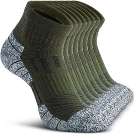 NSRRUN TURTLE Wool Compression Ankle Socks - Cozy Cushioned Hiking Running for Men Women - Thick Warm Durable, Large, Green, 4 Pairs