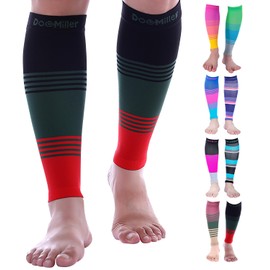 Doc Miller Compression Calf Sleeve for Men & Women, 20-30 mmHg Graduated Support, Knee High, Running, Shin Support, Calf Sleeves, Striped Design, 1 Pair