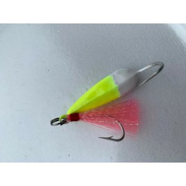 Unbranded 5 Pack Pompano Goofy Silly Jigs w/ Teaser 3/4oz  Pre-ringed Color Choices - Green/white w/ pink teaser