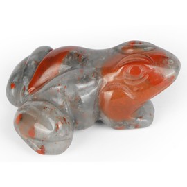 SMQ 2 Inch Crystal Frog, Natural African Bloodstone Figurine, Hand Carved Statue Decor, Healing Stone Crystal Animal With Gift Box