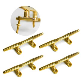 Sidory 6" Boat Dock Cleats Stainless Steel Marine & Cabinet Handle – Heavy Duty 316 Grade, with Mounting Screw Kit for Boats, Docks & Furniture, 4pack Polished Brass