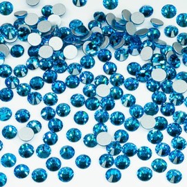 qiipii 2880pcs SS10 2.8mm Capri Blue Flatback Rhinestones Bulk K9 Glass Blue Nail Art Gems Round Beads Crystals Stones Diamonds Nail Charms Jewels for Nails Eyes Face Makeup Crafts DIY Tumblers Cups