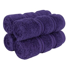 American Soft Linen Luxury Washcloths for Bathroom, 600 GSM 100% Cotton 4 Piece Turkish Wash Cloth Set, 13x13 in Soft Rags for Body and Face, Purple Washcloths