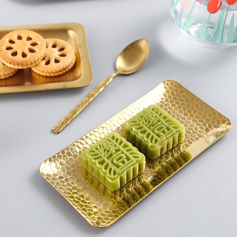 Hammered Tray Exquisite Odorless Stainless Steel Serving Tray for Living