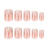 Ombre Press on Nails Coffin Fake Nails with Designs Glossy