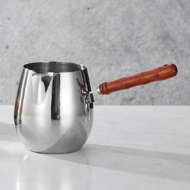 Turkish Coffee Pot 20oz/600ml with Wooden Handle, Cezve Ibrik Briki